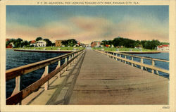 Municipal Pier Looking Towards City Park Panama City, FL Postcard Postcard