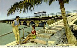 The bus that goes to Sea, The Seven Mile Bridge Between Miami and Key West Postcard