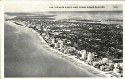 Air View Of Coast Line Miami Beach, FL Postcard Postcard