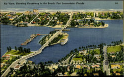 Air View Showing Causeway to the Beach Fort Lauderdale, FL Postcard Postcard