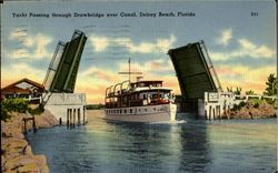 Yach Passing through Drawbridge over Canal Delray Beach, FL Postcard Postcard