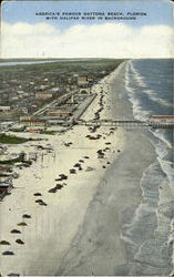 America'S Famous Daytona Beach With Halifax In Background Postcard