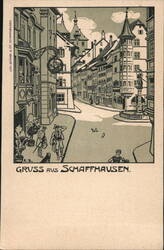 Street Scene in Schaffhausen, Switzerland Postcard