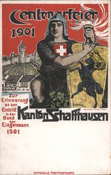 1901 Centenary of Schaffhausen Joining Swiss Confederacy Postcard