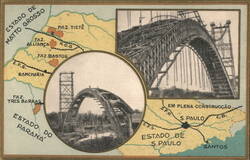 Construction of the Tiete River Bridge, Brazil Postcard