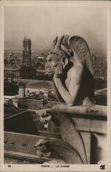 Le Strigia Gargoyle, Notre Dame Cathedral, Paris Postcard