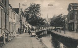 Singel Canal Scene in Sneek, Netherlands Postcard