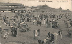 Beachgoers at Victoriahalle, Norderney, Germany Postcard