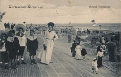 Nordseebad Norderney Strand-Promenade Fashionable Beachgoers Postcard