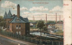 Borås Varmmbadhuset and Viskan River View Postcard