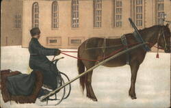 Russian Horse-Drawn Sleigh in Winter Snow Postcard