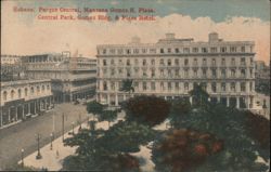 Havana: Central Park, Manzana Gomez, and Plaza Hotel Postcard