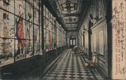 Chapultepec Castle Interior Hall, Stained Glass Windows, Mexico Postcard