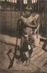 Amazonas Indigenous Hunter with Rifle and Bird, Brazil Postcard