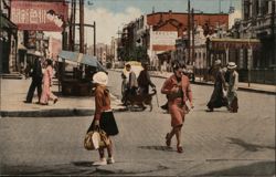 Street Scene in Harbin, Manchuria Postcard