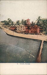 Canal Zone Waterfront, Colon Panama Postcard