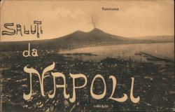 Panoramic View of Naples with Mount Vesuvius Postcard