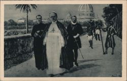 Pope Pius XI Walking with Papal Guards Postcard