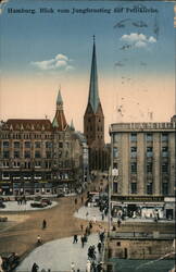 Hamburg: Jungfernstieg View of St. Petri Church Postcard