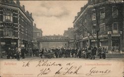 Rotterdam: Feijenoord-Roentgensstraat Street Scene with Crowd Postcard