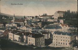 Baden-Baden cityscape with Neues Schloss and Collegiate Church Postcard