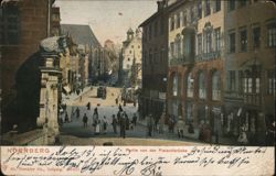 Fleischbrücke Street Scene, Nuremberg, Germany Postcard