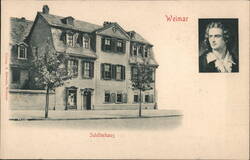 Schillerhaus, Weimar, Germany with Portrait of Friedrich Schiller Postcard