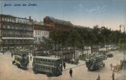 Unter den Linden with Double-Decker Buses, Berlin, Germany Postcard