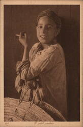 Young Moroccan Boy with Cigarette, Le Petit Porteur Postcard