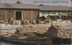 Almería, Spain: Dock Workers Loading Barrels onto a Boat Postcard