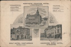 Northern Counties, Golf, & Abercorn Arms Hotels in Londonderry, Castlerock, & Strabane Postcard