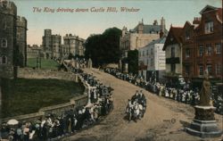 King Driving Down Castle Hill, Windsor Postcard