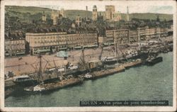 Rouen Waterfront View from Transporter Bridge, France Postcard