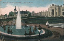 Brussels Exposition 1910: Fountain and Garden View Postcard