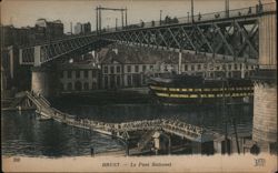 Pont National Bridge over the Penfeld River, Brest, France Postcard