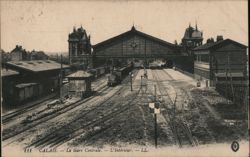 Calais Gare Centrale Interior View, Train Station Platform Postcard