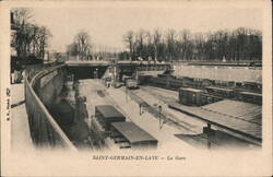 Saint-Germain-en-Laye Rail Yard and Train Station Postcard