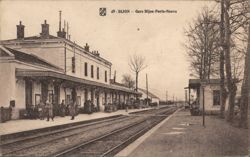 Dijon Porte-Neuve Train Station Platform with Passengers and Train Postcard