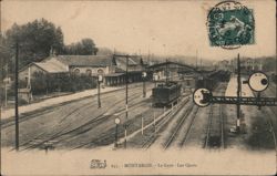 Montargis Train Station Platforms and Buildings Postcard