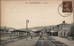 Wissem Bourg Train Station Platform View, Alsace, France Postcard