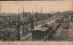 Tours Train Station Entrance View from Footbridge Postcard