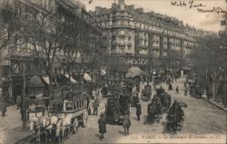 Boulevard des Italiens, Paris: Bustling Street Scene with Horse-Drawn Carriages Postcard