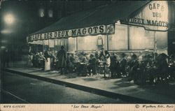 Café des Deux Magots at Night, Paris Postcard