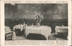 Restaurant Henriette's Interior with Frescoes, Paris Postcard