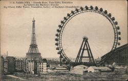 Eiffel Tower & Grande Roue Ferris Wheel, Paris Postcard