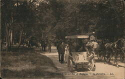 Bois de Boulogne, La Polinière, Paris: Horse-Drawn Carriages & Early Auto Postcard