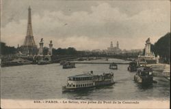 Seine River View from Pont de la Concorde, Paris with Eiffel Tower Postcard