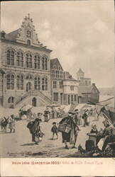 Vieux Liège Town Hall, Grand Place Market Scene Postcard