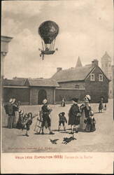 Hot Air Balloon over Vieux Liège, Belgium, 1905 Exposition Postcard