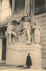 Miners Sculpture at the 1905 Liège World's Fair Postcard